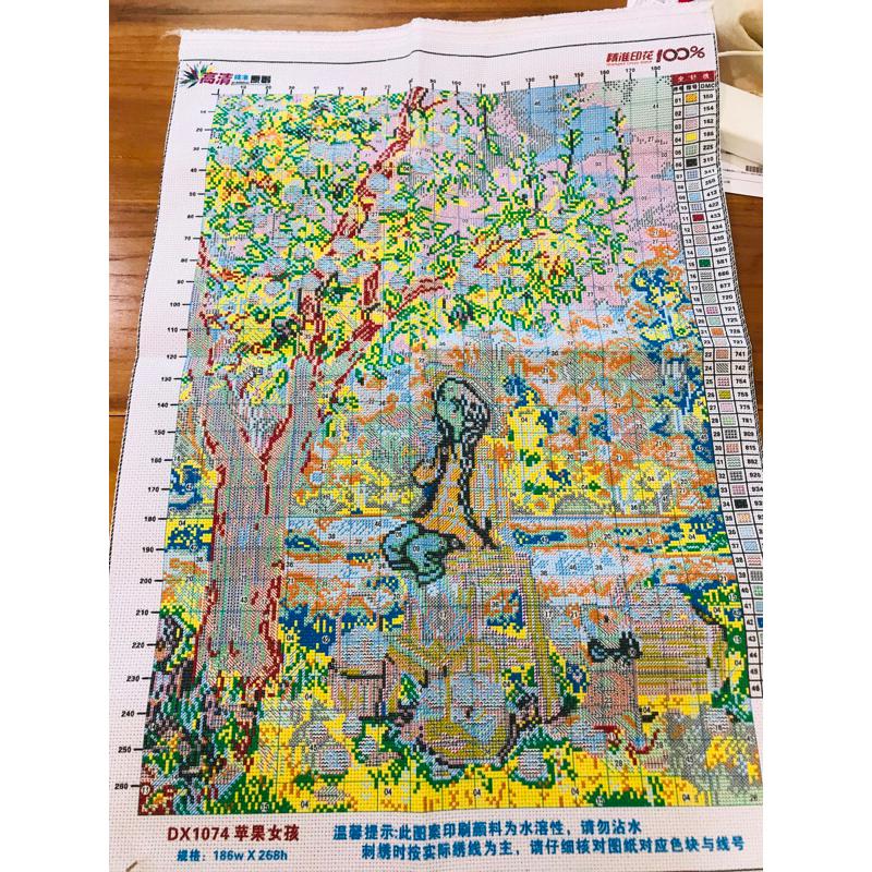 [台灣現貨含運]十字繡材料包 53*72cm 中格三股 女孩系列 線繡 卡通女孩 自己繡 手工 DIY 滿繡-細節圖4