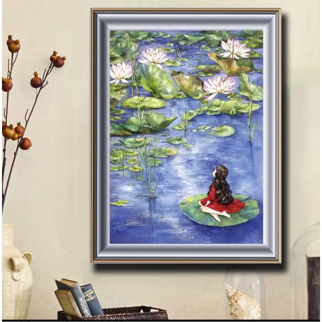 [台灣現貨含運]十字繡材料包 53*72cm 中格三股 女孩系列 線繡 卡通女孩 自己繡 手工 DIY 滿繡-細節圖7