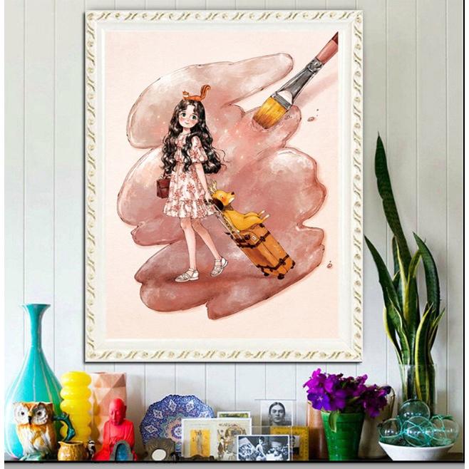 [台灣現貨含運]十字繡材料包 53*72cm 中格三股 女孩系列 線繡 卡通女孩 自己繡 手工 DIY 滿繡-細節圖8