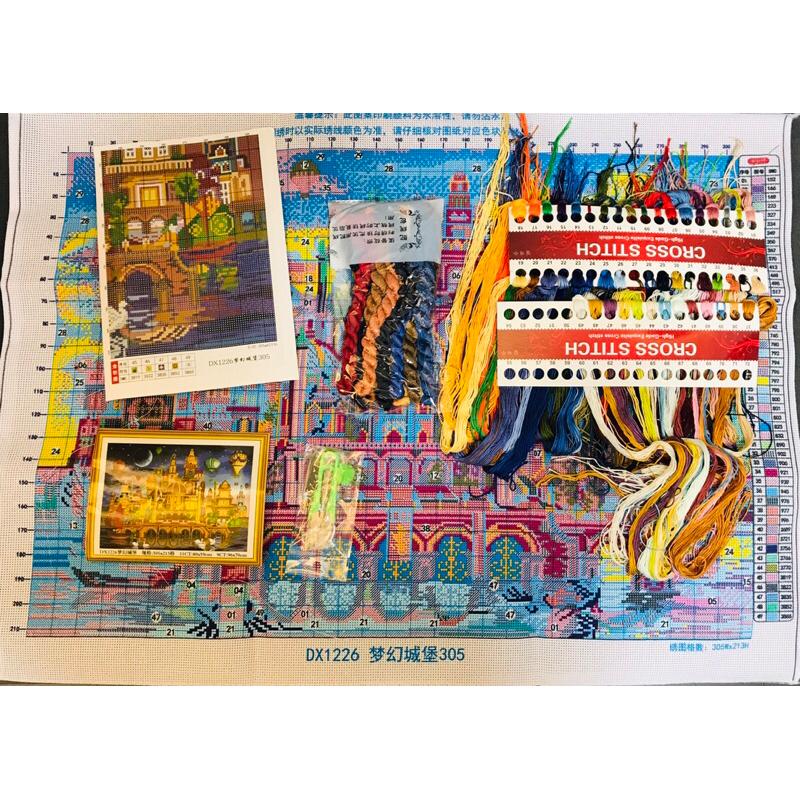 [台灣現貨含運]十字繡材料包80*60cm中格三股 夢幻城堡 歐式掛畫風景 臥室溫馨歐式圖 客廳新款臥室小幅手工自己繡-細節圖2