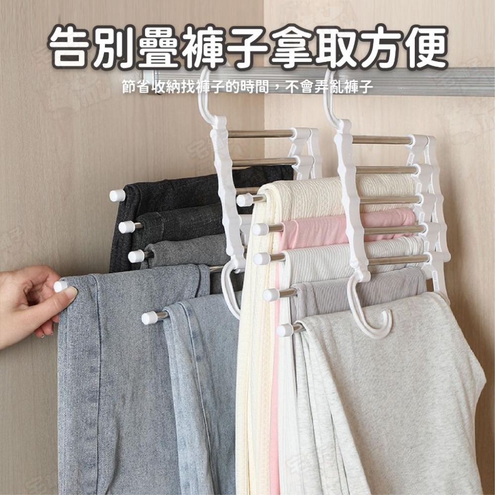 【宅鋪子】不鏽鋼折疊衣架 折疊褲架 褲子衣架 折疊伸縮衣架 衣櫃架 晾衣架 多功能衣架 魔術褲架-細節圖8