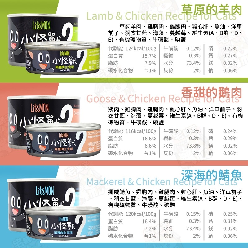 【宅鋪子】怪獸部落無膠主食貓罐 寵物食品/寵物罐頭/貓罐頭/貓罐/無膠罐/無穀罐/主食罐/小怪獸/怪獸部落-細節圖5