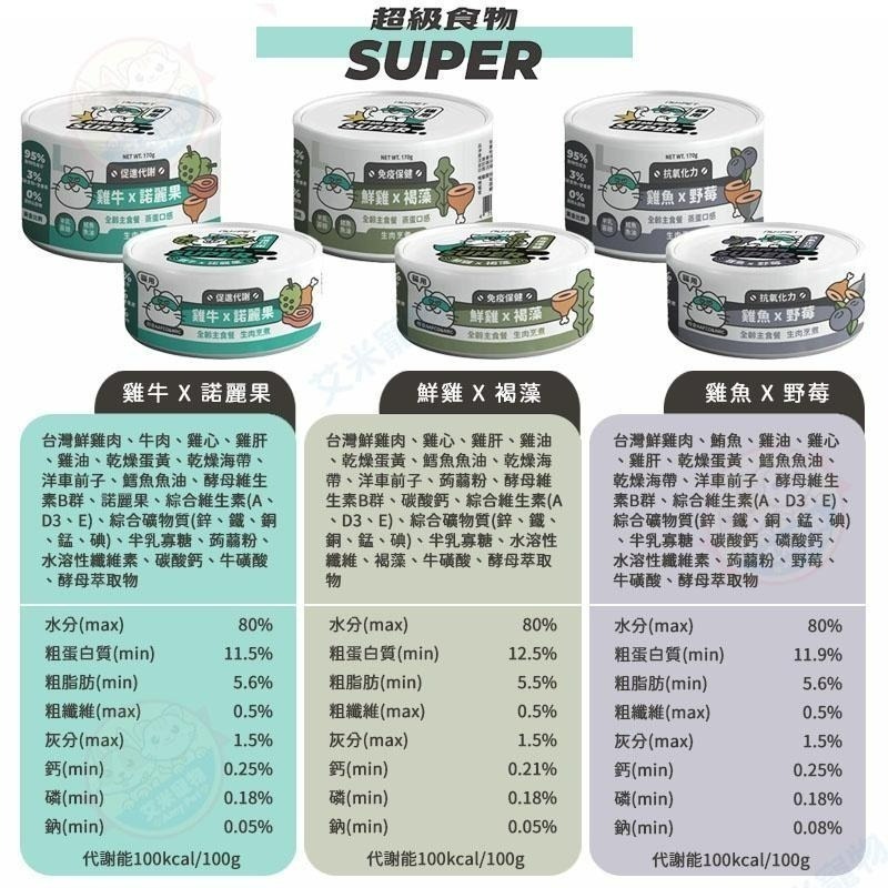 【艾米】陪心寵糧 SUPER小白主食罐 寵物食品/寵物罐頭/貓罐頭/貓食/貓罐/主食罐 小白罐  陪心 低璘罐 貓主食罐-細節圖3