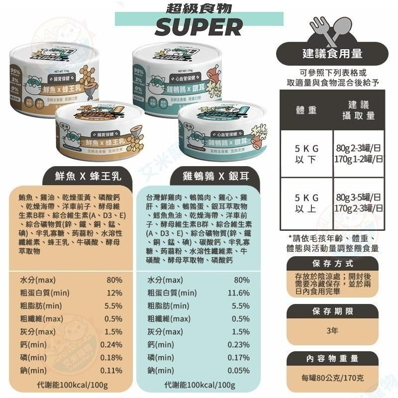 【艾米】陪心寵糧 SUPER小白主食罐 寵物食品/寵物罐頭/貓罐頭/貓食/貓罐/主食罐 小白罐  陪心 低璘罐 貓主食罐-細節圖4