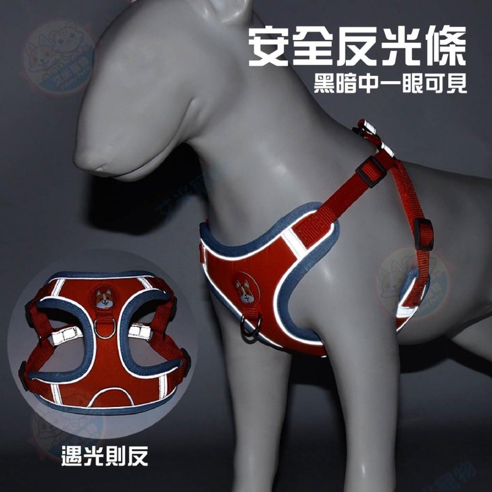 【艾米】麂皮絨反光胸背牽引繩 反光胸背帶 寵物胸背 遛狗繩 狗胸背繩 透氣胸背帶 寵物牽引 狗狗外出牽繩-細節圖3