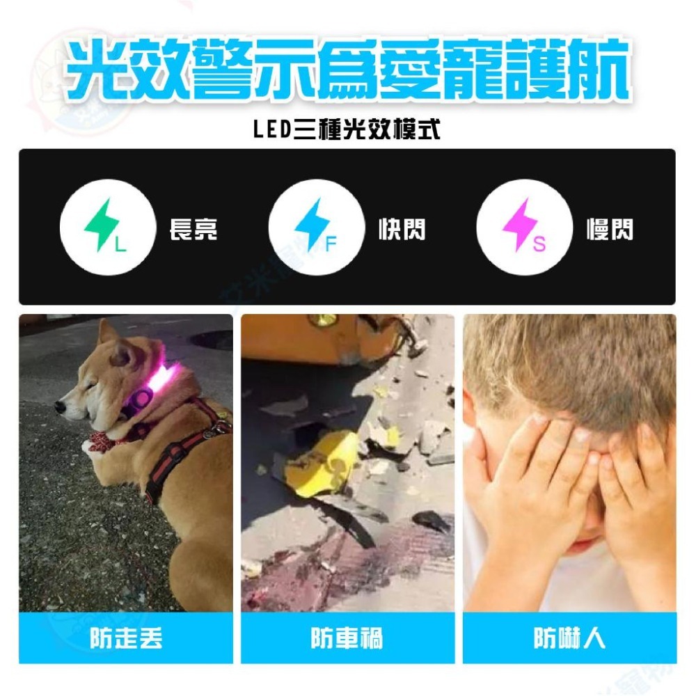 【艾米】LED發光寵物項圈 寵物項圈 寵物發光項圈 LED項圈 發亮項圈 狗狗項圈 LED充電項圈-細節圖3