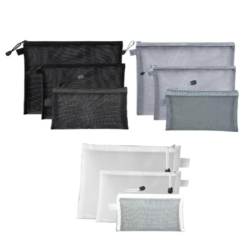 【艾米】ins無印風網紗收納袋 鉛筆袋 考試用筆袋 網紗筆袋 鉛筆盒 筆袋 文件夾 資料夾 網格拉鏈袋 零錢袋 票據袋-細節圖2