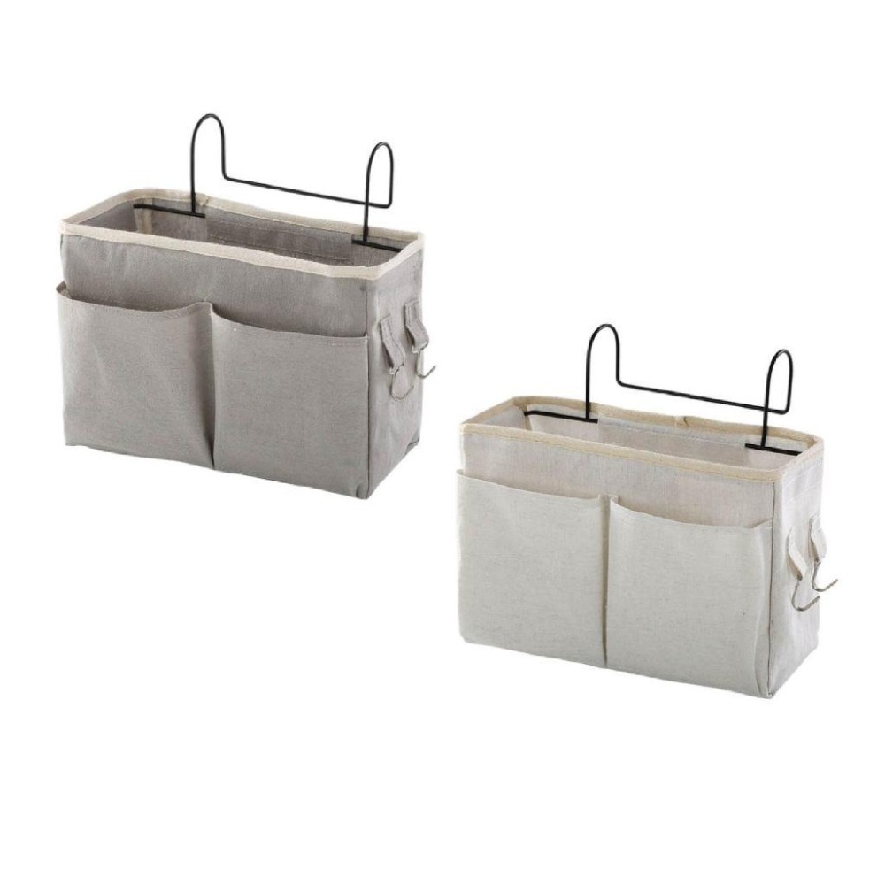 【艾米】帆布收納掛籃 床邊收納袋 宿舍床邊收納籃 床邊收納籃 床邊掛袋 上鋪床邊置物架 收納掛袋 收納籃 床頭收納袋-細節圖2