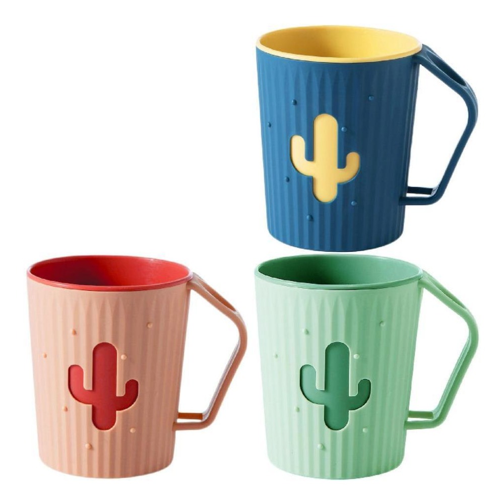 【艾米】仙人掌漱口杯 刷牙杯 浴室用品 牙刷杯子 漱口杯 洗漱杯 雙色漱口杯 自帶插槽杯-細節圖2