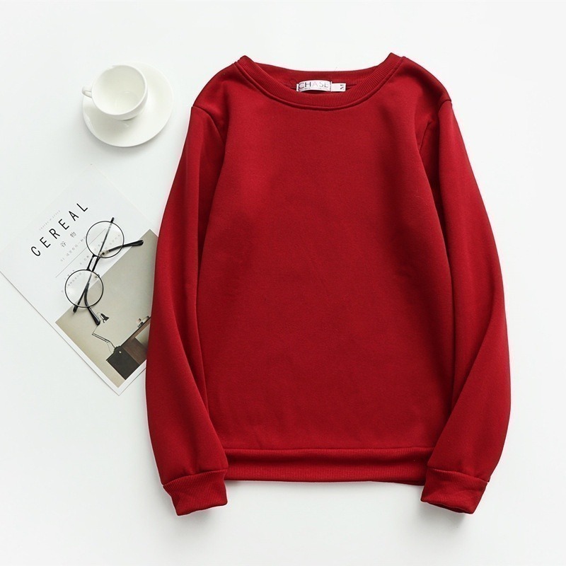 【Helena】15色秋冬素面素色長袖大學T 學生寬鬆上衣加厚加絨韓版長袖班服閨蜜T打底衫衛衣女【A23】-規格圖10