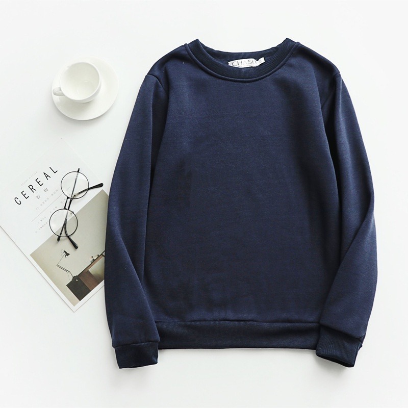 【Helena】15色秋冬素面素色長袖大學T 學生寬鬆上衣加厚加絨韓版長袖班服閨蜜T打底衫衛衣女【A23】-規格圖10