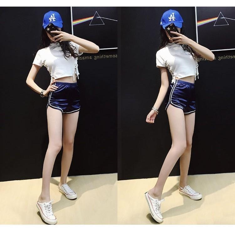 【Helena】亮面真理褲 涼感短褲 熱褲 睡褲 運動短褲 休閒短褲女 居家短褲女 緞面 褲子女 C1192-細節圖3