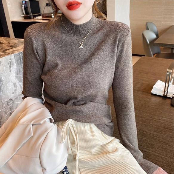 【Helena】柔美色系半高領針織上衣 秋冬韓系休閒百搭柔軟立領針織衫 韓國韓系女裝 女生衣著【A210】-規格圖9