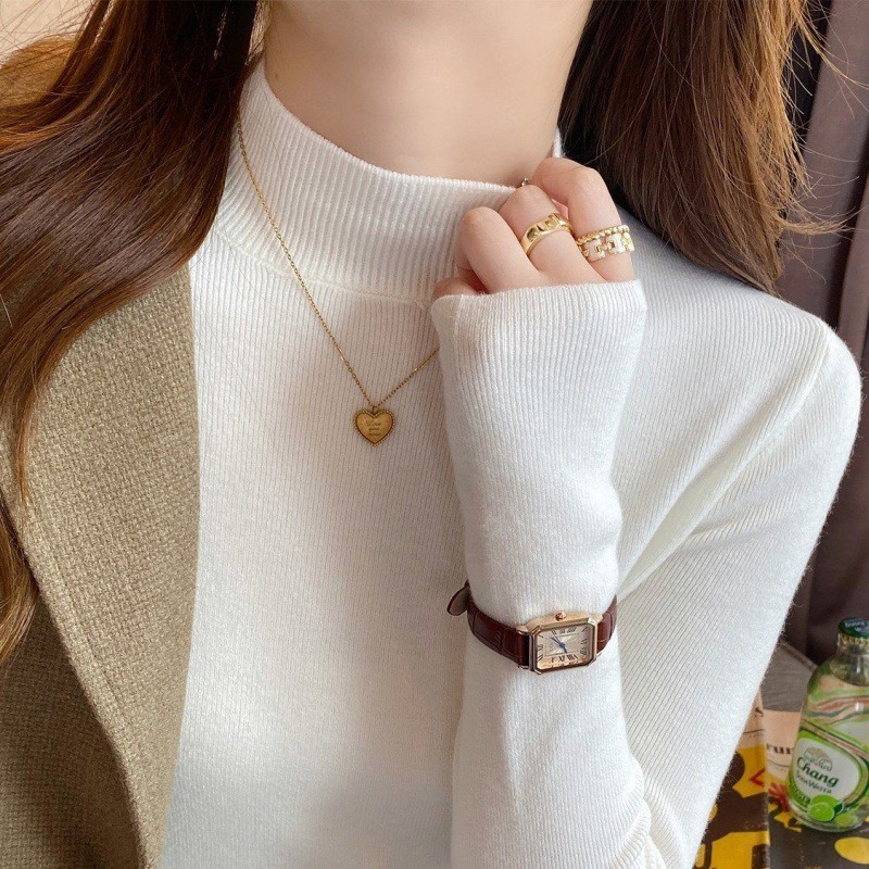 【Helena】柔美色系半高領針織上衣 秋冬韓系休閒百搭柔軟立領針織衫 韓國韓系女裝 女生衣著【A210】-規格圖9