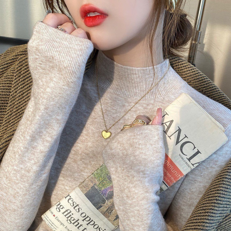 【Helena】柔美色系半高領針織上衣 秋冬韓系休閒百搭柔軟立領針織衫 韓國韓系女裝 女生衣著【A210】-規格圖9