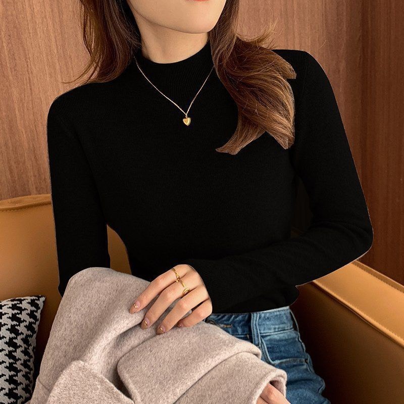 【Helena】柔美色系半高領針織上衣 秋冬韓系休閒百搭柔軟立領針織衫 韓國韓系女裝 女生衣著【A210】-規格圖9