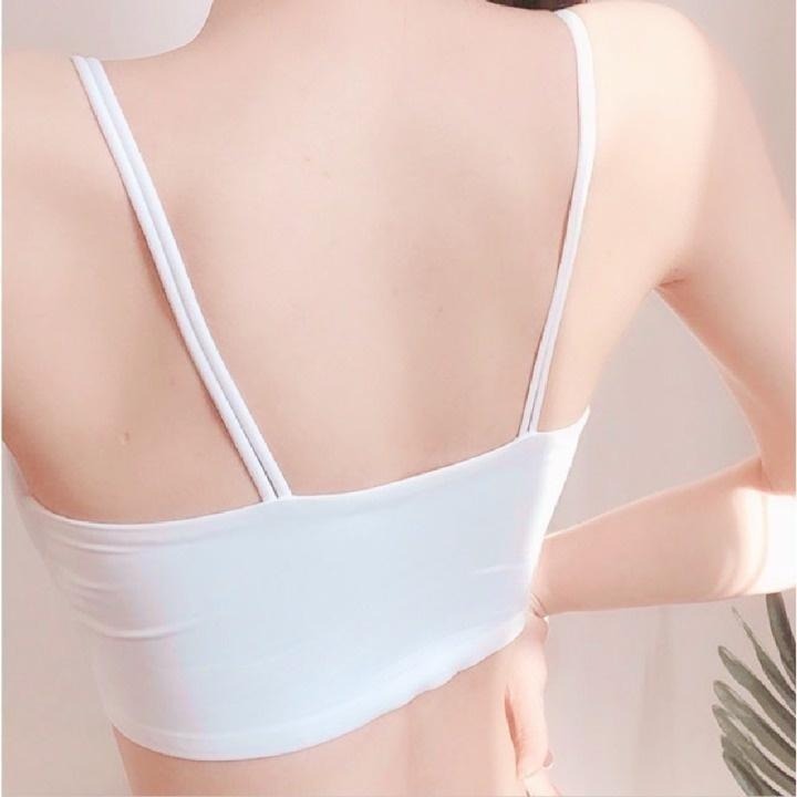 【海麗娜】雙肩帶小可愛 冰絲背心 胸墊背心 帶胸墊免穿內衣美背細肩韓版冰絲涼感美胸背心【B153】-細節圖2