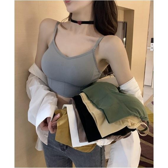 【海麗娜】挖背背心 小可愛 細肩帶背心 帶胸墊bra top 短版上衣 無鋼圈內搭打底裹胸運動背心【B130】-細節圖2