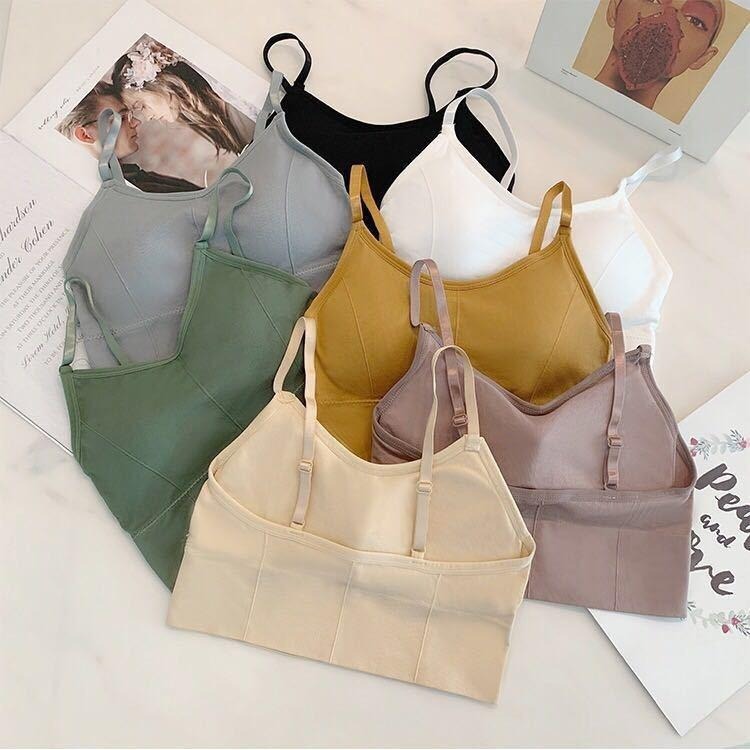【海麗娜】挖背背心 小可愛 細肩帶背心 帶胸墊bra top 短版上衣 無鋼圈內搭打底裹胸運動背心【B130】-細節圖6
