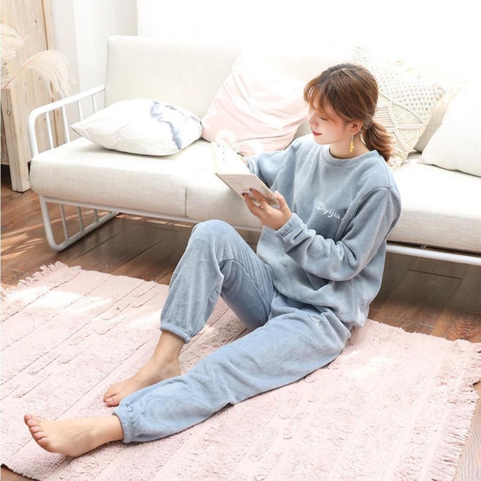 【Helena】仙女暖暖套裝 珊瑚絨 冬天睡衣 保暖睡衣 套裝睡衣 兩件式居家家居長袖成套睡衣 睡衣女【A2123】-細節圖3