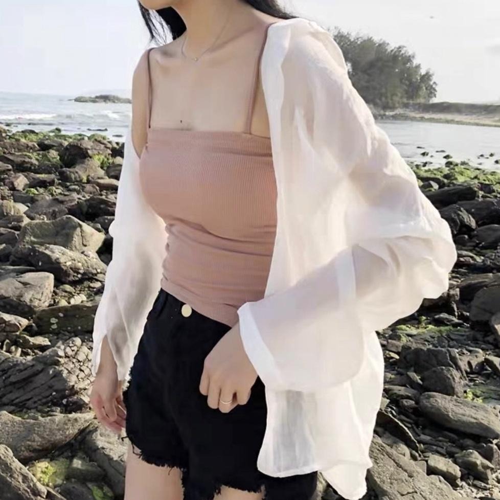 【Helena】韓版薄襯衫 落肩寬鬆襯衫 素色襯衫 雪紡襯衫 防曬襯衫 外搭襯衫 女裝【A132】-細節圖3