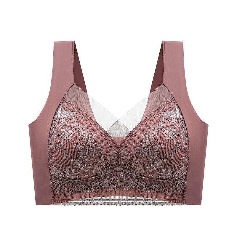 【Helena】蕾絲無痕涼感內衣 無鋼圈美背內衣 聚攏防下垂蕾絲胸罩 固定杯大尺碼內衣 美背背心 內衣【B175】-規格圖9