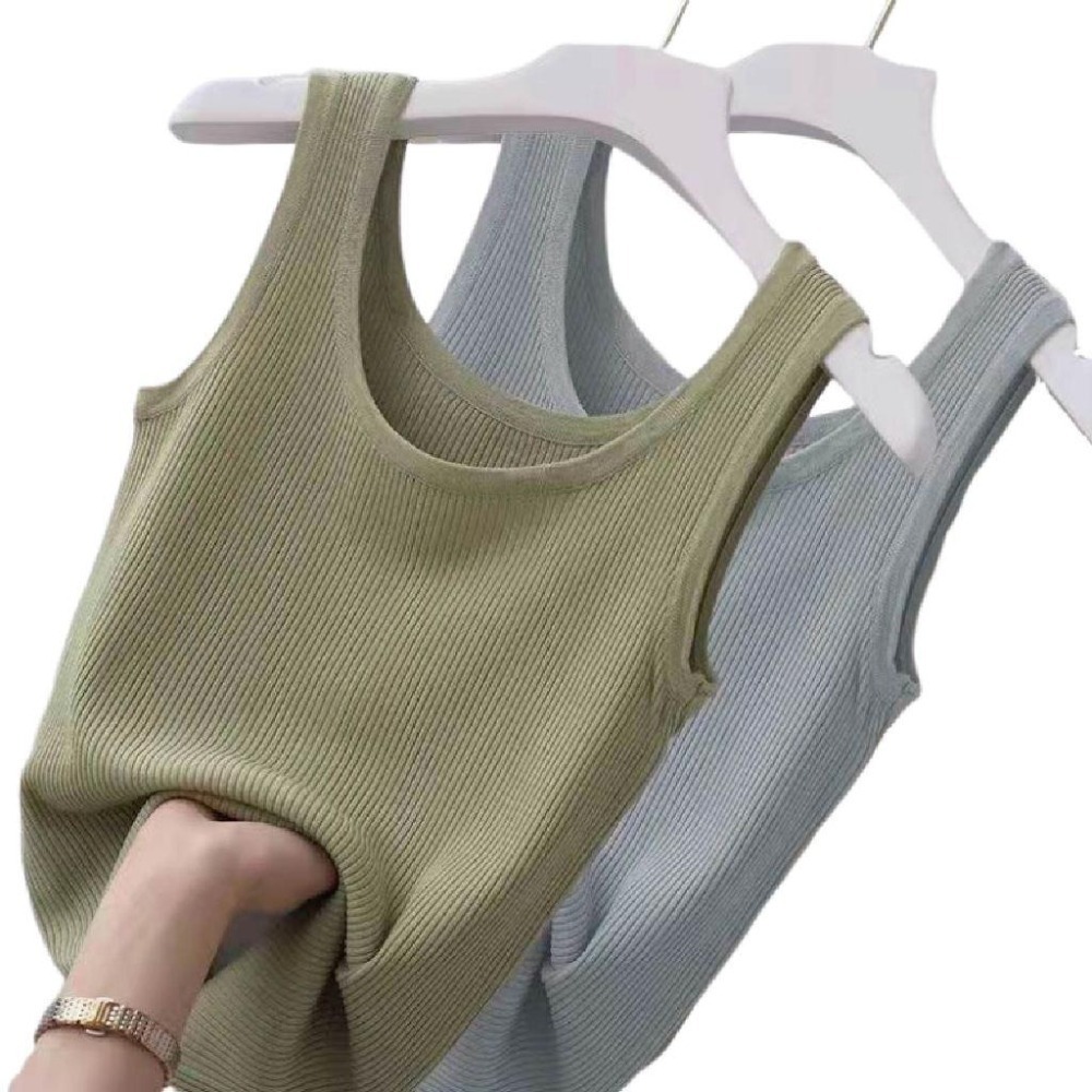 【Helena】冰絲螺紋背心 吊帶背心 涼感背心 無袖上衣 大尺碼外穿內搭薄款修身外穿打底衫 背心女【A195】-細節圖7