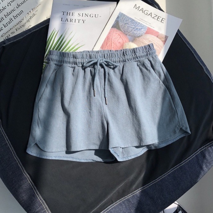 【Helena】居家短褲 韓版運動短褲 熱褲 闊腿褲 睡褲 真理褲 寬鬆休閒百搭沙灘高腰鬆緊腰短褲 褲子女【C132】-規格圖9