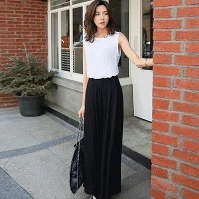 【限時購】【海麗娜】莫代爾棉大擺褲裙 棉質褲裙 棉褲 寬褲 休閒褲 休閒長褲 褲裙 闊腿褲【C144】-細節圖5