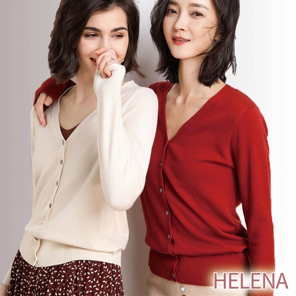 【限時購】【海麗娜】親膚針織外套 V領毛衣外套 薄針織外套 長袖小外套 柔軟舒適【A223】-細節圖2