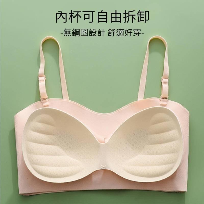 【海麗娜】前扣無肩帶內衣 防滑無鋼圈內衣 無痕聚攏美背防滑一字型隱形前排扣百搭露肩露背胸罩 內衣【B176】-細節圖5