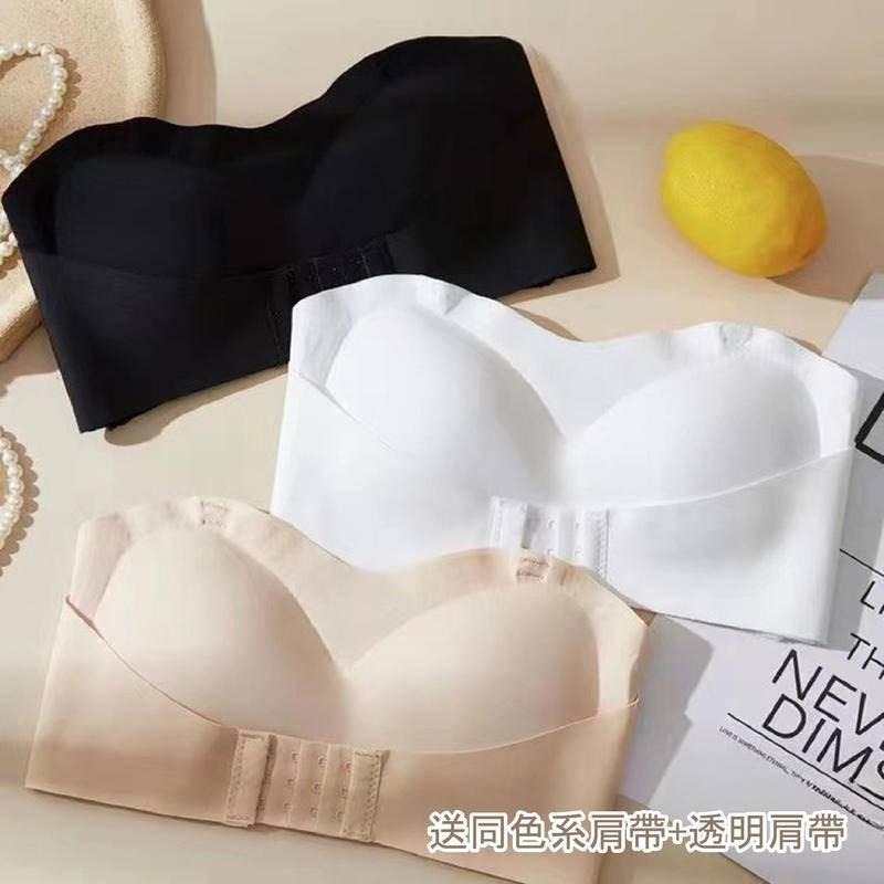 【海麗娜】前扣無肩帶內衣 防滑無鋼圈內衣 無痕聚攏美背防滑一字型隱形前排扣百搭露肩露背胸罩 內衣【B176】-細節圖8