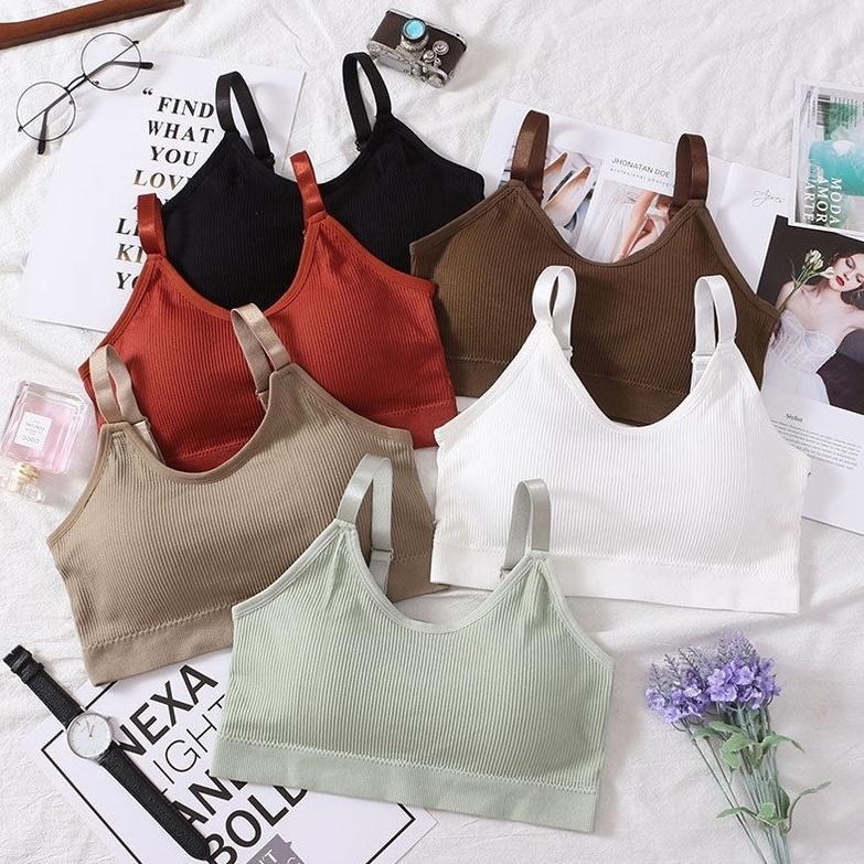 【Helena】運動吊帶背心 細肩小可愛 含胸墊運動背心 螺紋短版上衣 簡約彈性素色百搭 女裝 上衣女【B125】-細節圖9