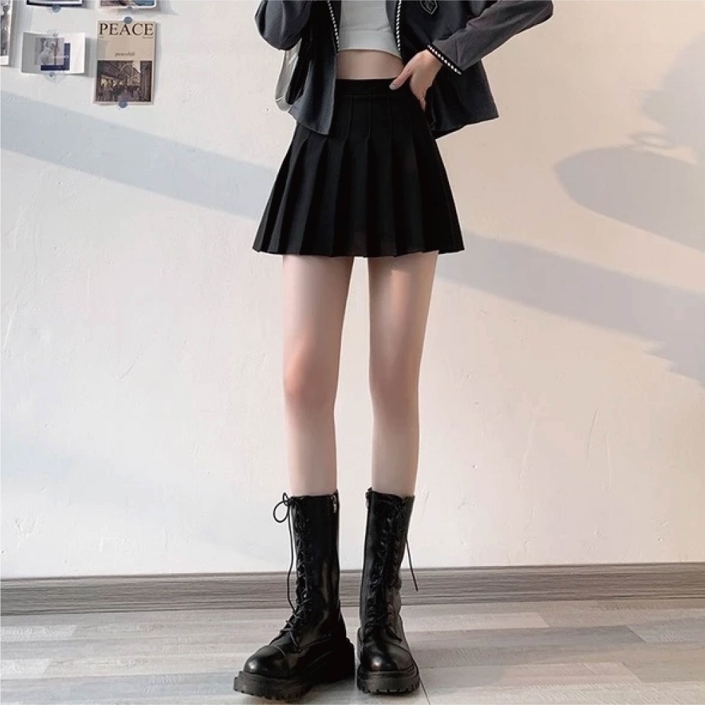 【Helena】高腰抗皺百褶短裙 顯瘦A字短裙 內有安全褲 韓版防走光百搭多碼質感半身裙  裙子女 女裝【C155】-細節圖8