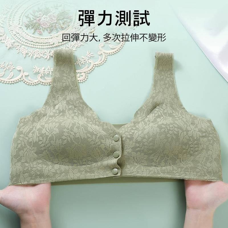 【Helena】前扣式無鋼圈內衣 蕾絲無痕內衣 鈕扣型托胸防垂胸罩 大尺碼媽媽哺乳美背內衣 女內衣【B165】-細節圖6