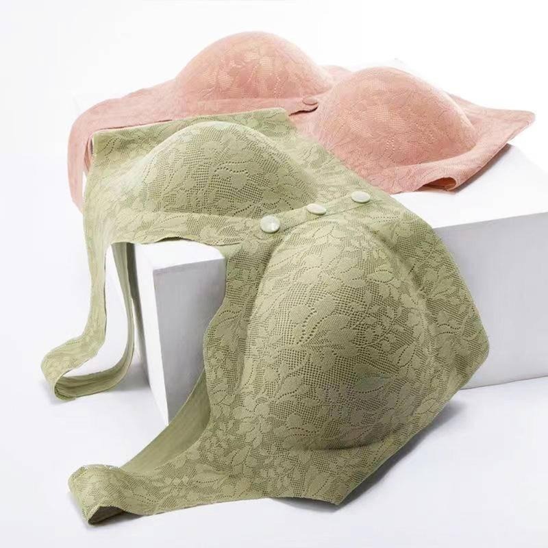 【Helena】前扣式無鋼圈內衣 蕾絲無痕內衣 鈕扣型托胸防垂胸罩 大尺碼媽媽哺乳美背內衣 女內衣【B165】-細節圖7