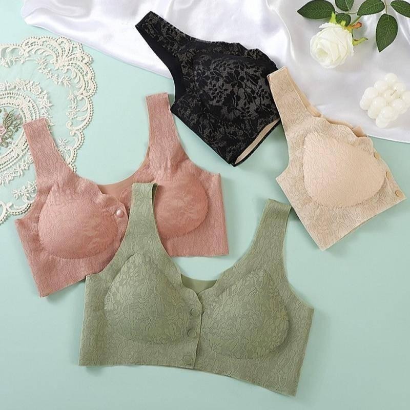 【Helena】前扣式無鋼圈內衣 蕾絲無痕內衣 鈕扣型托胸防垂胸罩 大尺碼媽媽哺乳美背內衣 女內衣【B165】-細節圖8