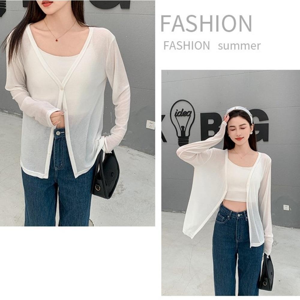 【Helena】孔雀天絲防曬外套 輕薄防曬衫 長袖針織衫 薄款外套 素色清新顯瘦百搭小開衫 上衣女【A1131】-細節圖6