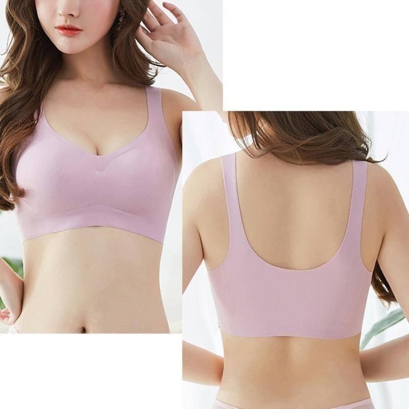 【Helena】日系涼感無鋼圈內衣 冰絲無痕透氣內衣 一片式運動內衣 睡眠防震大碼瑜珈運動背心 内衣女 【B168】-細節圖7