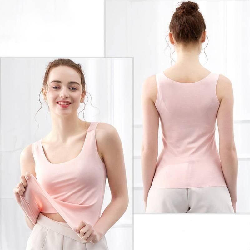 【Helena】冰絲涼感無痕背心 彈性無袖上衣 打底衫 睡衣 輕薄外穿百搭吊帶寬肩內搭顯瘦背心 女裝 【A1149】-細節圖2