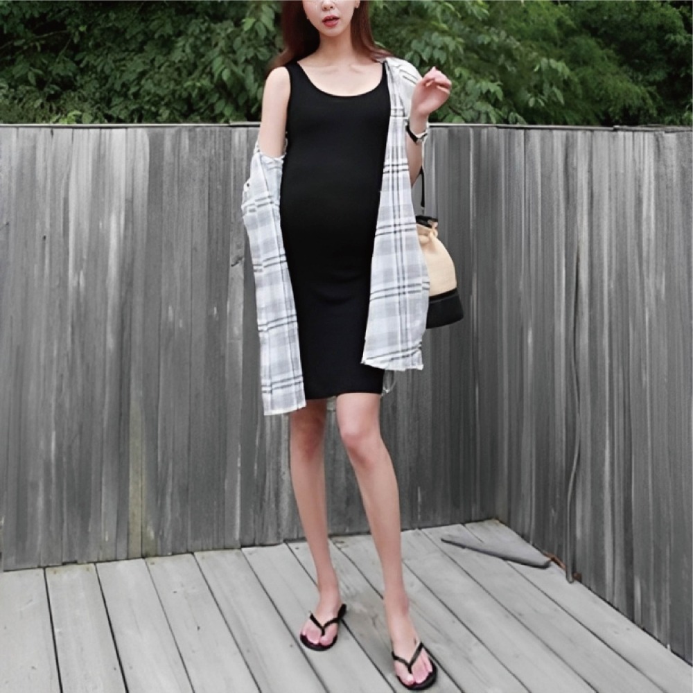 【Helena】莫代爾免穿內衣無鋼圈bra內衣連身裙 涼感睡衣 背心睡裙 居家服 孕婦睡衣 素色連身裙【B112】-細節圖5