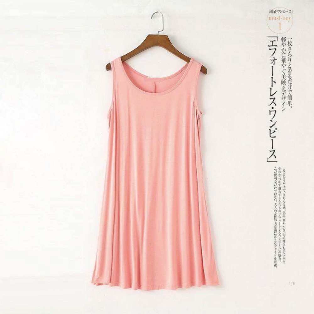 【Helena】莫代爾連身裙 無袖背心裙 孕婦裝 A字裙 中長款洋裝 寬鬆大尺碼家居打底裙 睡裙 孕婦裝【A1146】-規格圖9