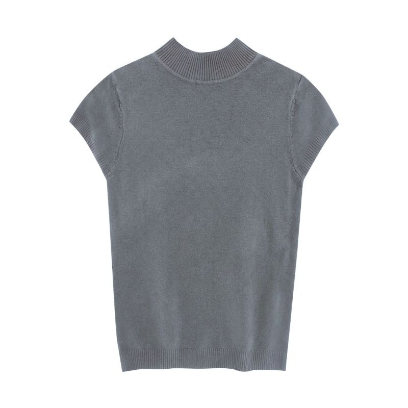 【限時購】【海麗娜】包心紗半高領針織上衣 短袖針織 毛衣背心 素色簡約韓版顯瘦氣質優雅包芯上衣 針織衫【A267】-規格圖10