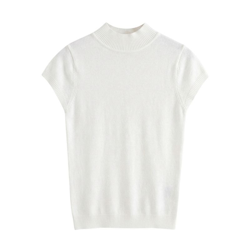 【限時購】【海麗娜】包心紗半高領針織上衣 短袖針織 毛衣背心 素色簡約韓版顯瘦氣質優雅包芯上衣 針織衫【A267】-規格圖10