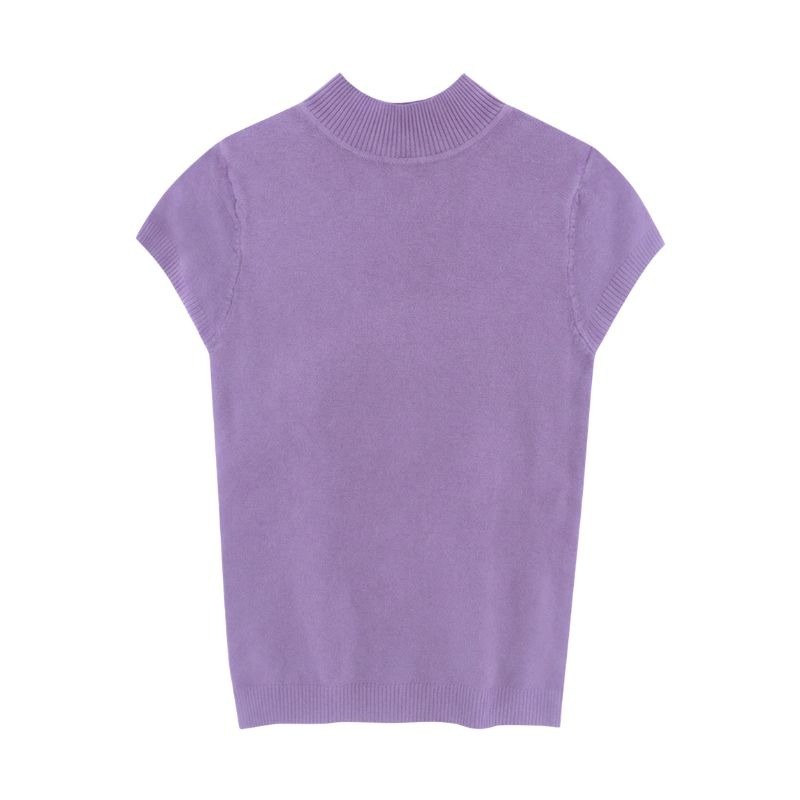 【限時購】【海麗娜】包心紗半高領針織上衣 短袖針織 毛衣背心 素色簡約韓版顯瘦氣質優雅包芯上衣 針織衫【A267】-規格圖10