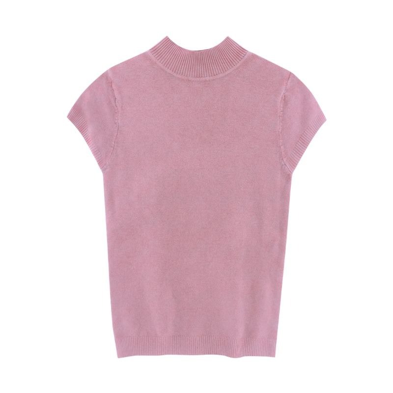 【限時購】【海麗娜】包心紗半高領針織上衣 短袖針織 毛衣背心 素色簡約韓版顯瘦氣質優雅包芯上衣 針織衫【A267】-規格圖10