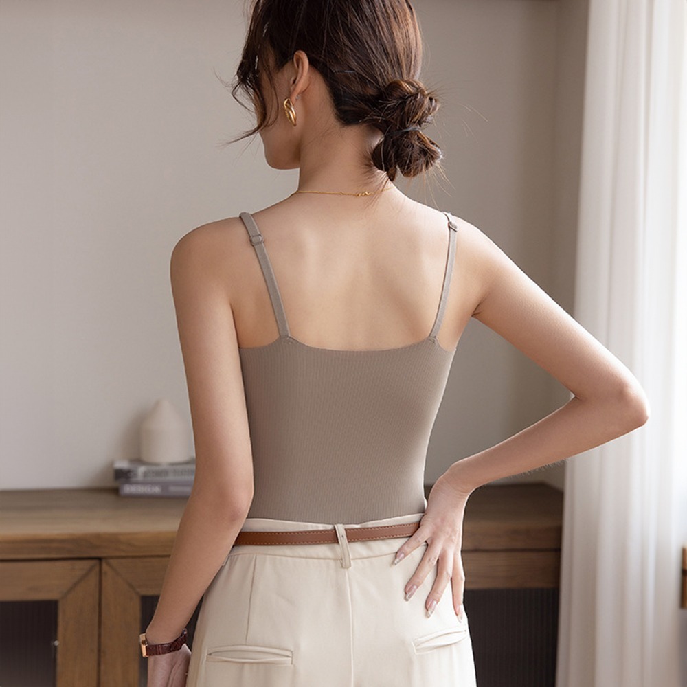 【Helena】雙肩細肩帶bra top小可愛 涼感外穿吊帶背心 含胸墊美背透氣冰絲無鋼圈罩杯背心 女裝【A1165】-細節圖2