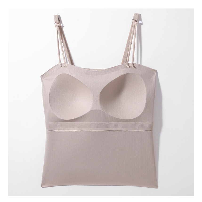 【Helena】雙肩細肩帶bra top小可愛 涼感外穿吊帶背心 含胸墊美背透氣冰絲無鋼圈罩杯背心 女裝【A1165】-細節圖9