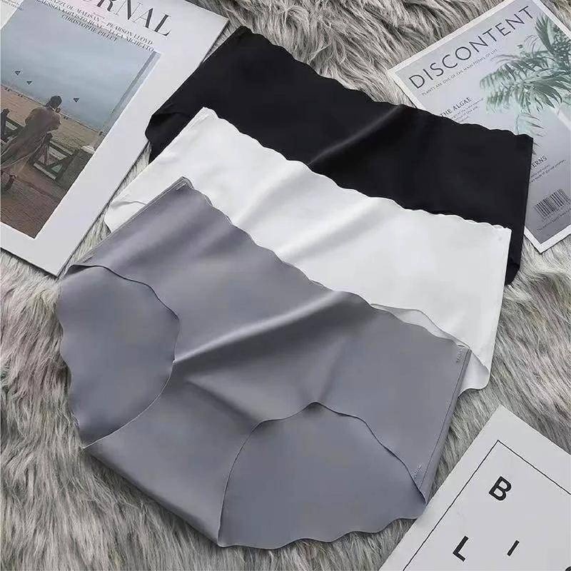 【海麗娜】波浪透氣冰絲無痕內褲 三角內褲 素色韓版超涼感一片式低腰內褲 純棉褲襠 內褲女【B155】-細節圖4