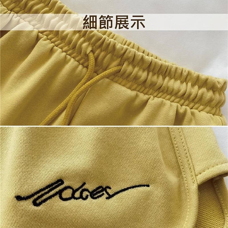 【Helena】真理褲 闊腿褲 刺繡短褲 寬鬆高腰居家闊腿褲 休閒運動熱褲 女褲 褲子【C177】-細節圖2